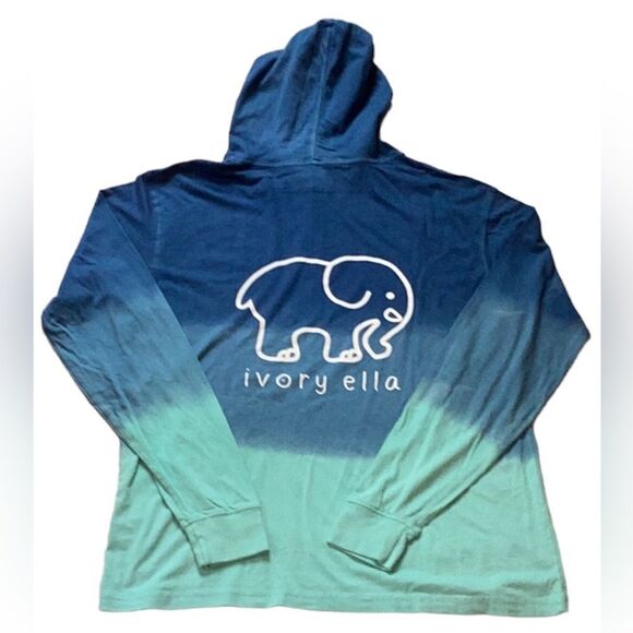 IVORY ELLA NWT T SHIRT HOODIE LAKE OMBRÉ TIE DYE OVERSIZED SMALL - Picture 4 of 6